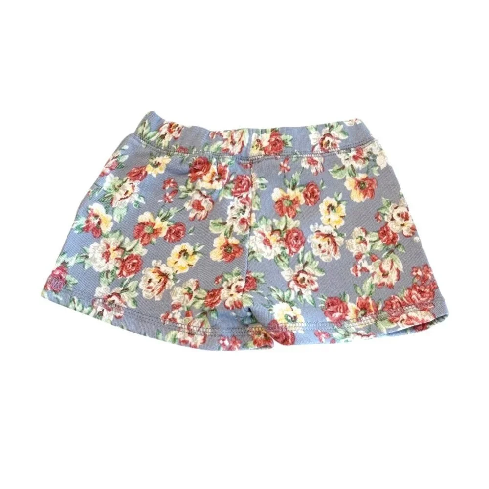 Ralph Lauren Girl's French Terry Floral Shorts Blue Pink Size 9mos NWT